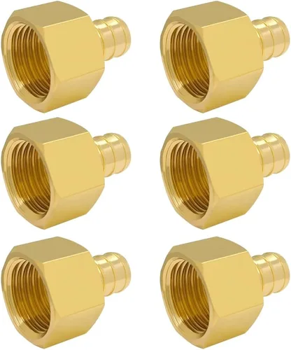 Hooshing Paquete de 6 adaptadores hembra Pex de 1/2 pulgadas, PEX 1/2 pulgada a 1/2 pulgada hembra NPT adaptador de latón
