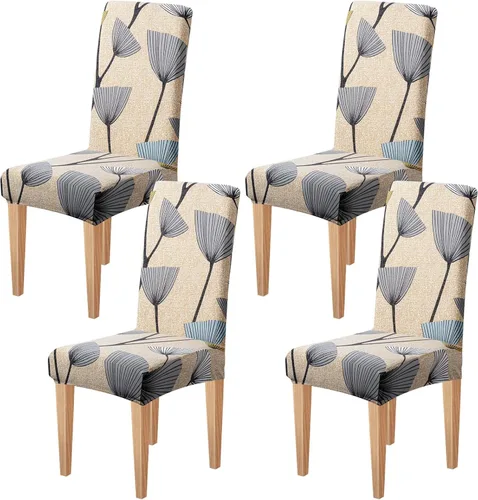 Miniatura 33 de Dioxide Fundas de Silla de Alto Estirar para Sillas de Comedor, Juego de Fundas de Silla de Comedor Lavables de 4, Fundas de Asiento de Silla