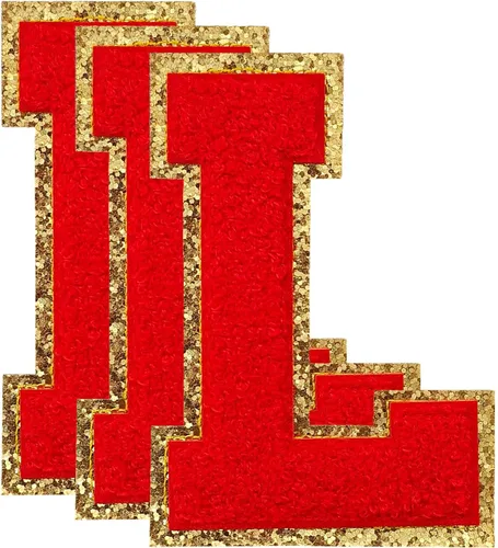 Miniatura 10 de 3 parches de números de chenilla negra, tamaño grande de 4-1/2" parches de números para planchar, parches universitarios para ropa, 8" Borde oro rosa