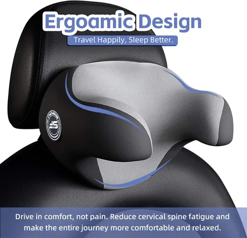 Miniatura 5 de SPRFUFLY Paquete de 2 almohadas para reposacabezas de coche, almohada de nube para coche con correa ajustable - 100% espuma viscoelástica y funda