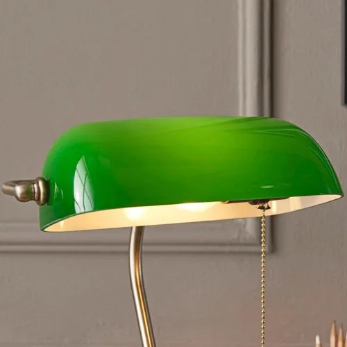 American Vintage Alloy Glass Desk Lamp Creative Green Bedroom Study Work Light Office Counter Reading Table Villa