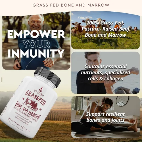 Miniatura 3 de Ancestral Supplements Suplemento de hueso y médula de res alimentada con pasto, 3000 mg, suplemento de apoyo para la piel, salud bucal