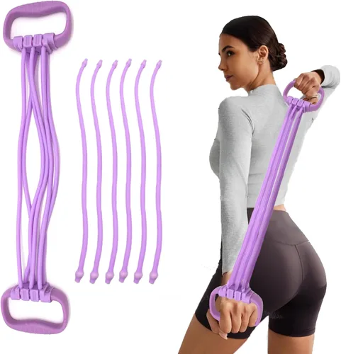 Miniatura 10 de Resistance Bands with Handles for Women 15-90LBS-6 Tube Adjustable Silicone Exercise Bands Set for Arm Back Exercise, Stretch Bands for Yoga