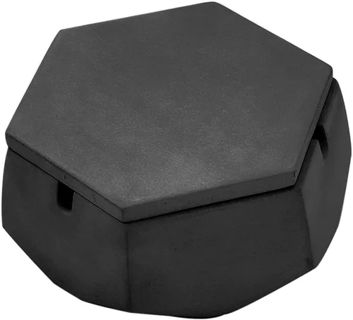 Miniatura 2 de FREELOVE CUILV - Cenicero de concreto con tapa y revestimiento de acero inoxidable, cenicero geométrico de cemento Wabi-Sabi para uso en interiores