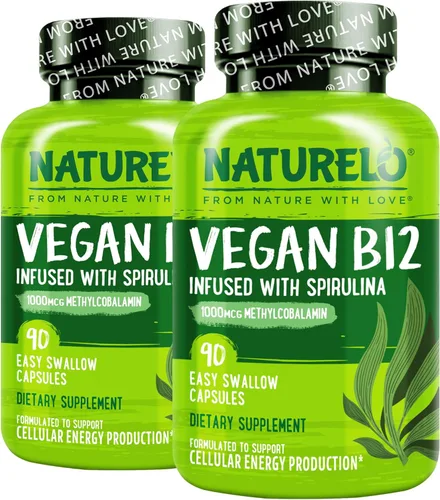 Miniatura 9 de NATURELO B12 vegano - Metil B12 con espirulina orgánica - Vitamina B12 de alta potencia 1000 mcg metilcobalamina - Apoya el estado de ánimo