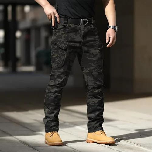 Miniatura 4 de Cargo Pants for Men Athletic Pants Military Fan Elastic Waistband Multi Pocket Lounge Camouflage Work Overalls