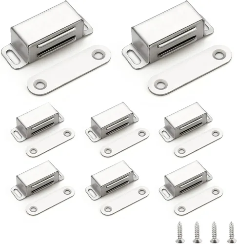 Miniatura 9 de Ravinte - Paquete de 8 cierres magnéticos para puerta en negro, imanes de gabinete negro mate, cierre magnético fuerte para gabinetes de cocina