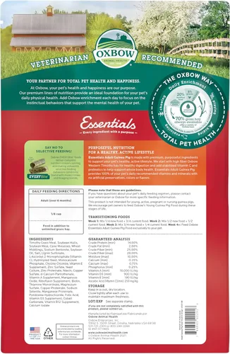 Miniatura 2 de Oxbow Essentials Alimento para Conejillo de Indias, Conejillo de Indias Adulto, Hecho con Heno Timothy de Oxbow, Pellets de Comida para Mascotas