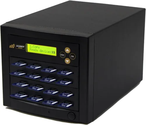 Acumen Disc Duplicador SD de 1 a 15 - 2 GB/Min - Sistema de copiadora y desinfectante de tarjetas de memoria Micro Flash SDHC SDXC SDHC SDXC