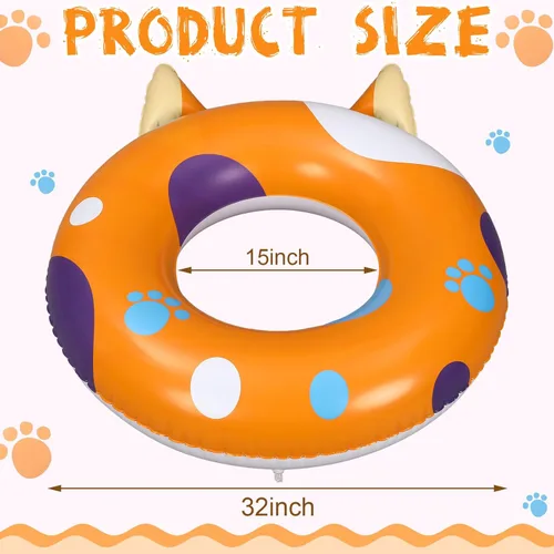 Miniatura 2 de 2 flotadores inflables de piscina para niños, tubos de natación en la playa, anillo con tema de pata de perro, lindos flotadores de animales