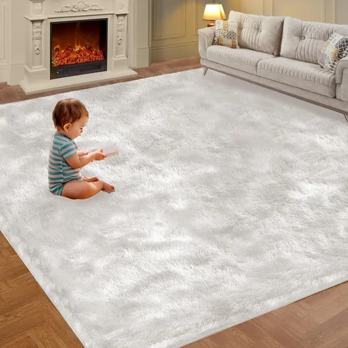 Miniatura 12 de Alfombra de área grande de 8x10 pies, alfombra shag esponjosa para dormitorio, alfombras suaves para guardería, alfombras peludas para habitación