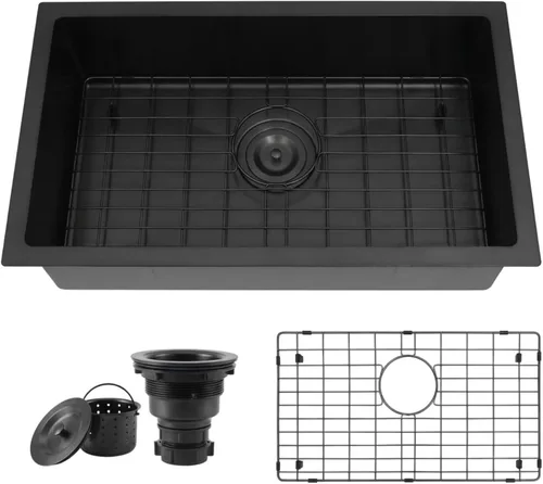 Miniatura 9 de Fregadero de cocina dorado, fregadero de cocina empotrado de 30 x 18 pulgadas, fregadero de acero inoxidable calibre 16 Oro