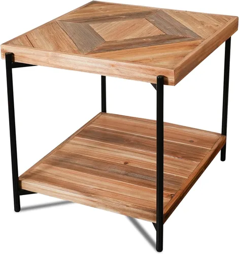 Miniatura 8 de CONSDAN StoneCreek - Juego de mesa de abeto de 4 piezas, madera de abeto maciza, incluye soporte de TV de 65 pulgadas, mesa de café y dos mesas