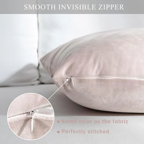 Miniatura 3 de Stellhome - Juego de 2 fundas de almohada de terciopelo Rosa claro