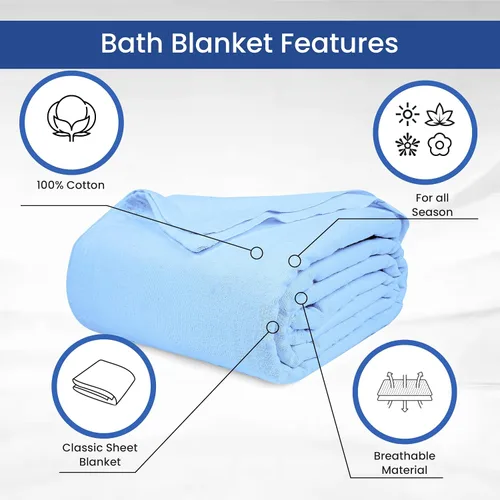 Miniatura 3 de Linteum Textile - Manta de baño para pacientes hospitalarios 100% algodón, sábana de baño para cama, manta individual, manta ligera, 70 x 90
