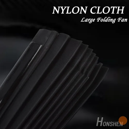 Miniatura 4 de Abanico grande plegable para hombres y mujeres, regalo de baile, tela de nailon de bambú, ventilador de mano negro de 13 pulgadas (bambú negro)