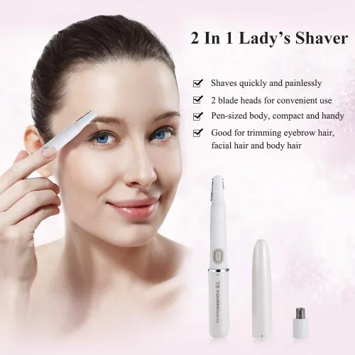 Miniatura 4 de TOUCHBeauty Recortador de pelo de cara, cejas, nariz y orejas, removedor de pelo todo en uno para mujeres y hombres, afeitadora de doble hoja