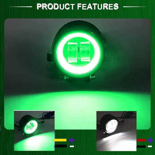 Miniatura 2 de Luces antiniebla Ourbest para motocicleta con interruptor, luces auxiliares de motocicleta de 3 pulgadas, luces led redondas halo, luces Verde