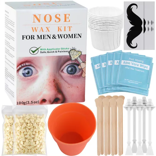 Miniatura 7 de Kit de depilación nasal de larga duración de 4.23 oz con 48 aplicadores, protector de bigote sin dolor y fácil, removedor de vello de nariz