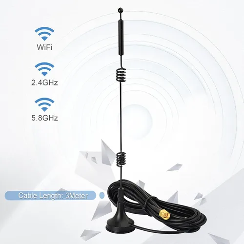 Miniatura 5 de Bingfu Dual Band WiFi 2.4GHz 5GHz 5.8GHz 9dBi Base magnética SMA Antena macho para cámara de seguridad inalámbrica Vedio Grabadora de vigilancia