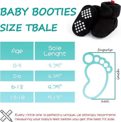Miniatura 5 de Botines de forro polar para recién nacido, unisex, antideslizantes, para recién nacidos, primeros pasos, zapatos cálidos para la casa para bebés