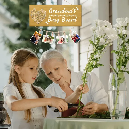 Miniatura 5 de Yunfan para abuela: Tablero de la abuela, regalos de los nietos, marco de fotos para portarretratos, regalo de cumpleaños para abuela, Navidad