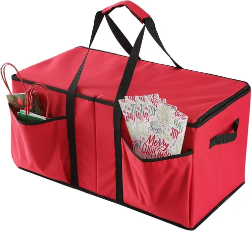 Miniatura 6 de Sattiyrch - Caja de almacenamiento de adornos de Navidad con cierre de cremallera doble - Caja que aporta ranuras para 128 adornos navideños de 3
