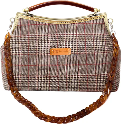 Rejolly - Bolso de noche vintage para mujer, con asa superior, cruzado con correa de cadena y cierre de beso