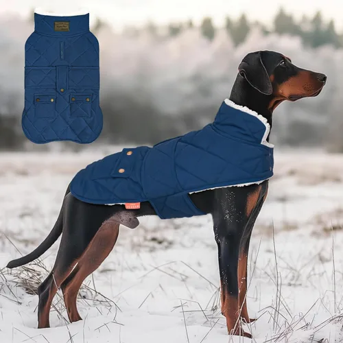 Miniatura 30 de KYEESE Abrigo para Perros Cálido Abrigo de Invierno Acolchado para Mascotas con Agujero para la Correa Chaqueta Suave para Perros con Bolsillo