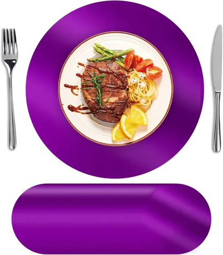 Miniatura 13 de SHACOS 50 manteles individuales redondos negros, manteles individuales de papel de 13 pulgadas desechables para mesa de comedor, platos de carga