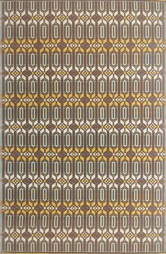 Miniatura 7 de Mad Mats® Alfombra geométrica para exteriores, tapete de plástico reversible (4 x 6 pies, tejido de cesta, piedra blanca)