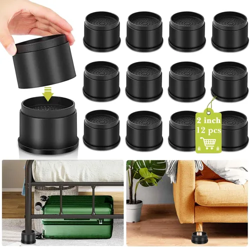 Miniatura 19 de Paquete de 12 elevadores de muebles de 1 pulgada, elevadores de cama ajustables resistentes para mesa, escritorio, sofá, silla, gabinete, marco
