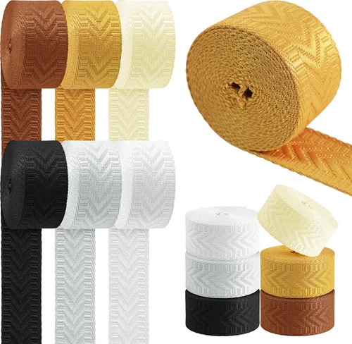 Miniatura 17 de 6 rollos de correas de nailon bohemio de 1.5 pulgadas, correas para bolso, correas para mochilas, correas de nailon con patrones para cinturón