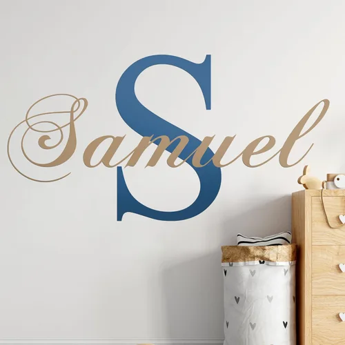 e-Graphic Design Inc Calcomanía de pared personalizada con nombre y letras cursivas iniciales, decoración de bebé niño y niña, calcomanía mural para