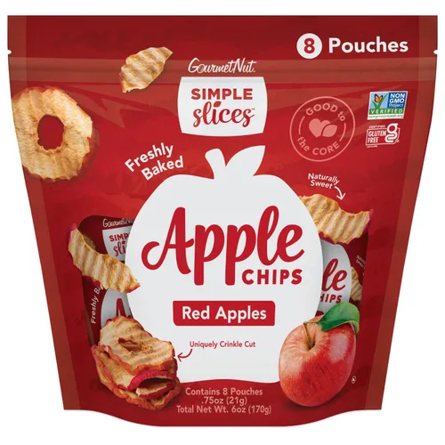 Miniatura 12 de Gourmet Nut Simple Slices Chips de manzana verdes horneadas, manzanas cultivadas en Estados Unidos, sin azúcar añadida, manzanas verdes, bolsa