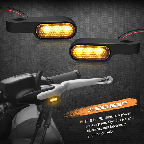 Miniatura 2 de NTHREEAUTO Luces intermitentes LED mini para manillar, luz marcadora delantera para motocicleta, compatible con Honda Shadow Harley Dyna Sportster