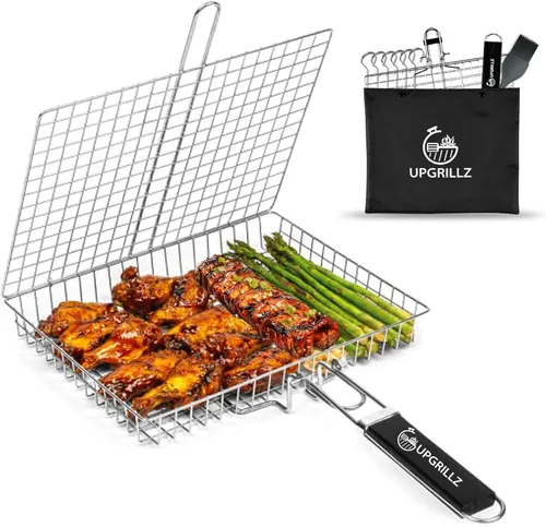 UPGRILLZ Cestas de Parrilla para Pescado para Parrilla al Aire Libre de Verduras, Rejilla para Asar Pescado para Parrilla, Cesta de Parrilla BBQ,
