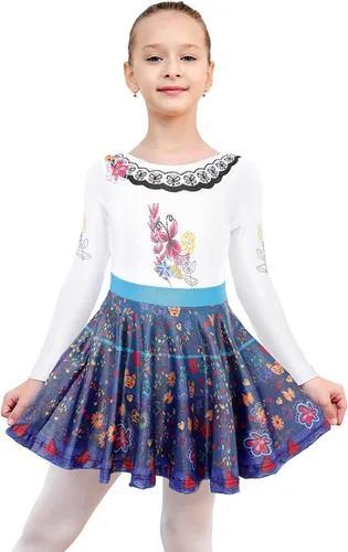 EQSJIU Leotardo de ballet de manga larga con falda tutú para niñas, baile, gimnasia, niños pequeños, vestido de fiesta de copo de nieve brillante