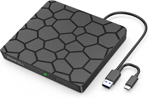 Miniatura 13 de Unidad de CD/DVD externa ROOFULL para portátil, USB 3.0, CD/DVD-ROM +/-RW, lector, reproductor, grabador, quemador, con estuche de transporte