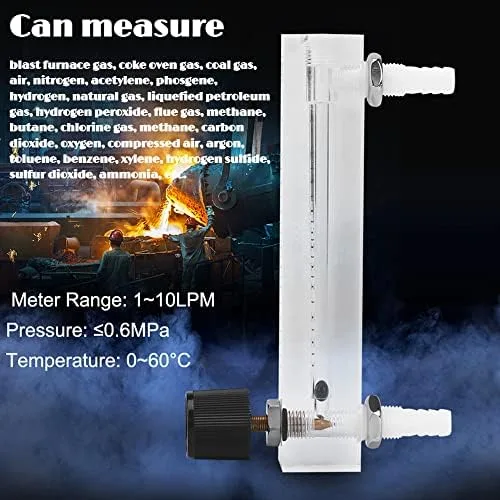 Miniatura 4 de Caudalímetro de gas, medidor de flujo 1-10LPM con válvula de control para oxígeno aire gas