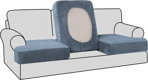 Miniatura 34 de H.VERSAILTEX Fundas de terciopelo elástico para silla con cojín en forma de T para sala de estar, funda de sofá, funda de asiento con cojín