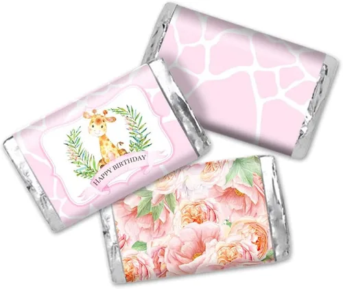 AmandaCreation - Envoltura de calcomanías para niños, 45 etiquetas envolventes envolventes envolventes de 1.4 x 2.6 pulgadas de acuarela y jirafa