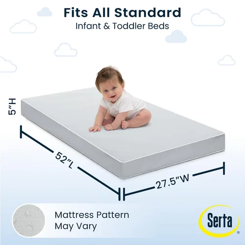 Miniatura 3 de Colchón de cuna y para niños pequeños Serta Perfect Slumber de doble cara - Impermeable - Hipoalergénico - Núcleo de fibra de origen sostenible