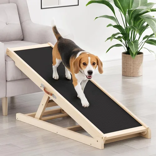 Miniatura 10 de Rampa para perros con alfombrilla de silicona antideslizante, rampas de madera de 39 pulgadas para perros pequeños, soporta hasta 100 libras, altura