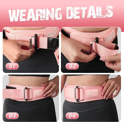 Miniatura 5 de Cinturón de Levantamiento para Mujeres (4 Pulgadas de Ancho) Cinturón de Levantamiento de Pesas Autobloqueante para Damas Gimnasio Entrenamiento
