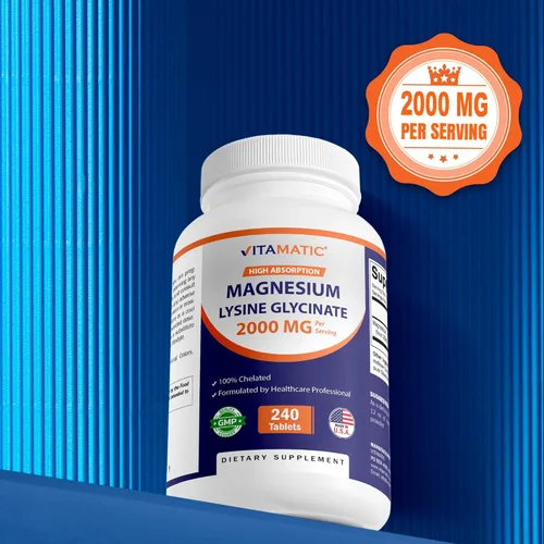 Miniatura 5 de Vitamatic Magnesio como lisinato de glicinato - 240 tabletas - 100% magnesio quelatado - Apoya la relajación muscular, corazón y salud nerviosa*