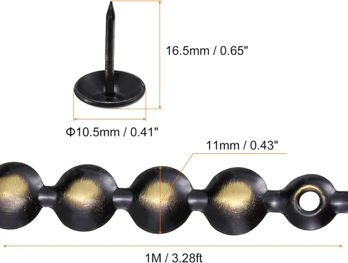 Miniatura 2 de uxcell 10 tiras de tachuelas de tapicería, adornos decorativos brillantes de 3.3 ft para sofá, cabecero, silla, muebles con clavos de tapicería