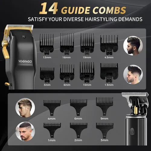 Miniatura 6 de YOGINGO Cortadora de pelo profesional para hombres, kit de corte de pelo de peluquero inalámbrico, juego de aseo recargable, regalo para hombres