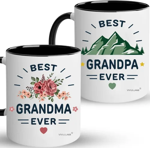 Juego de tazas de café para los mejores abuelos, regalo de tazas para abuelos, ideas de regalos de nietos, nietos, anuncio de nuevo abuelo, Navidad,
