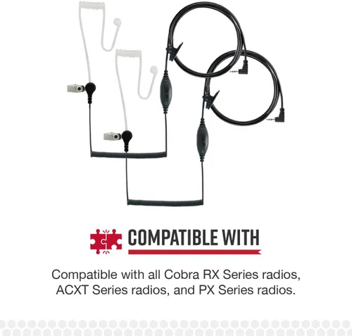 Miniatura 11 de Cobra RX680 Paquete de 2 Walkie Talkies y Auriculares de Vigilancia Compatibles Cobra GA-SV01 2P: Radios Bidireccionales Rugosas y Resistente a